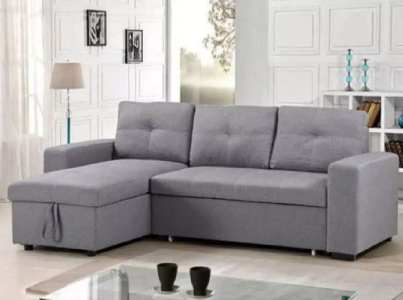 Corner sofa bed with storage