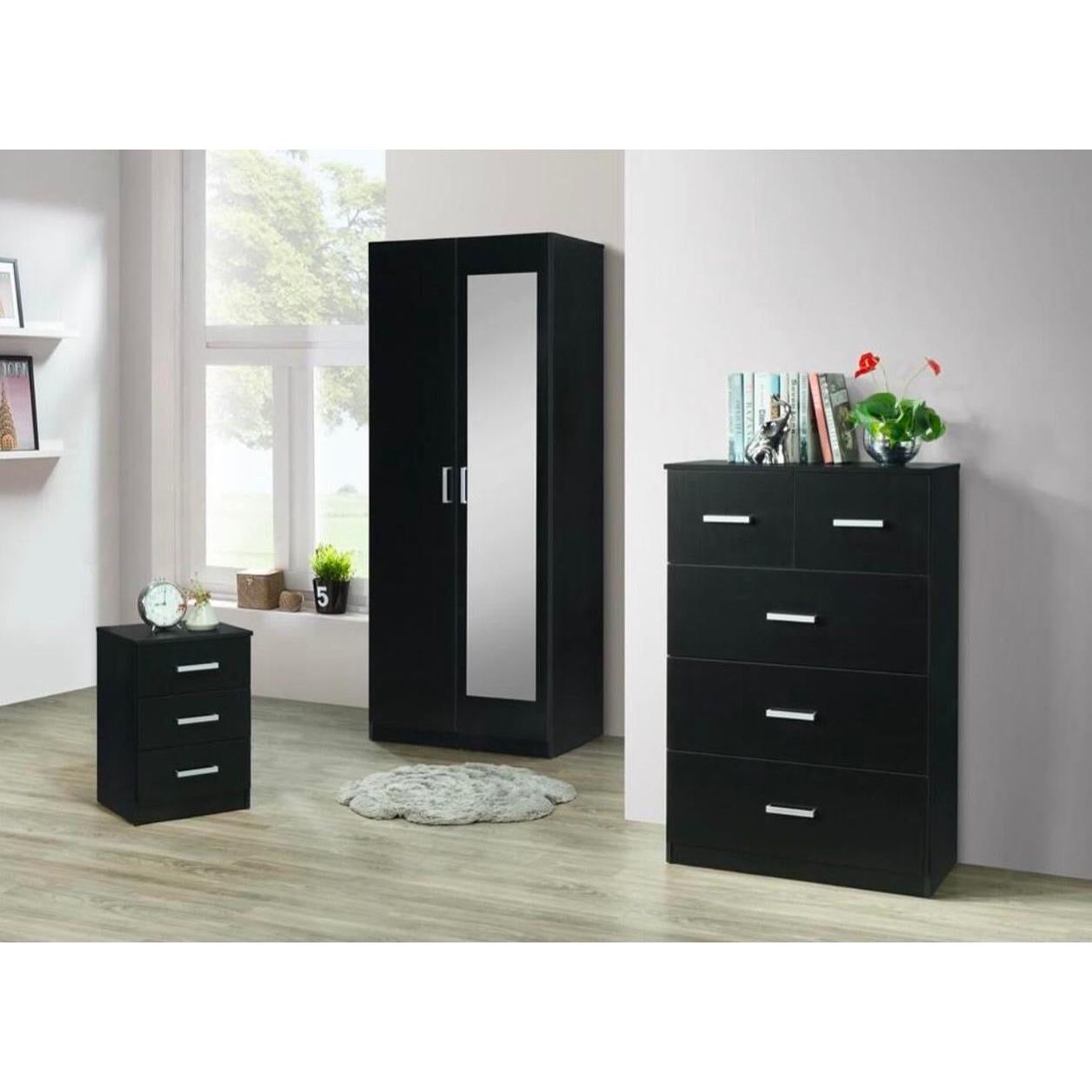 Alfie Bedroom 3 piece bedroom set with mirror door