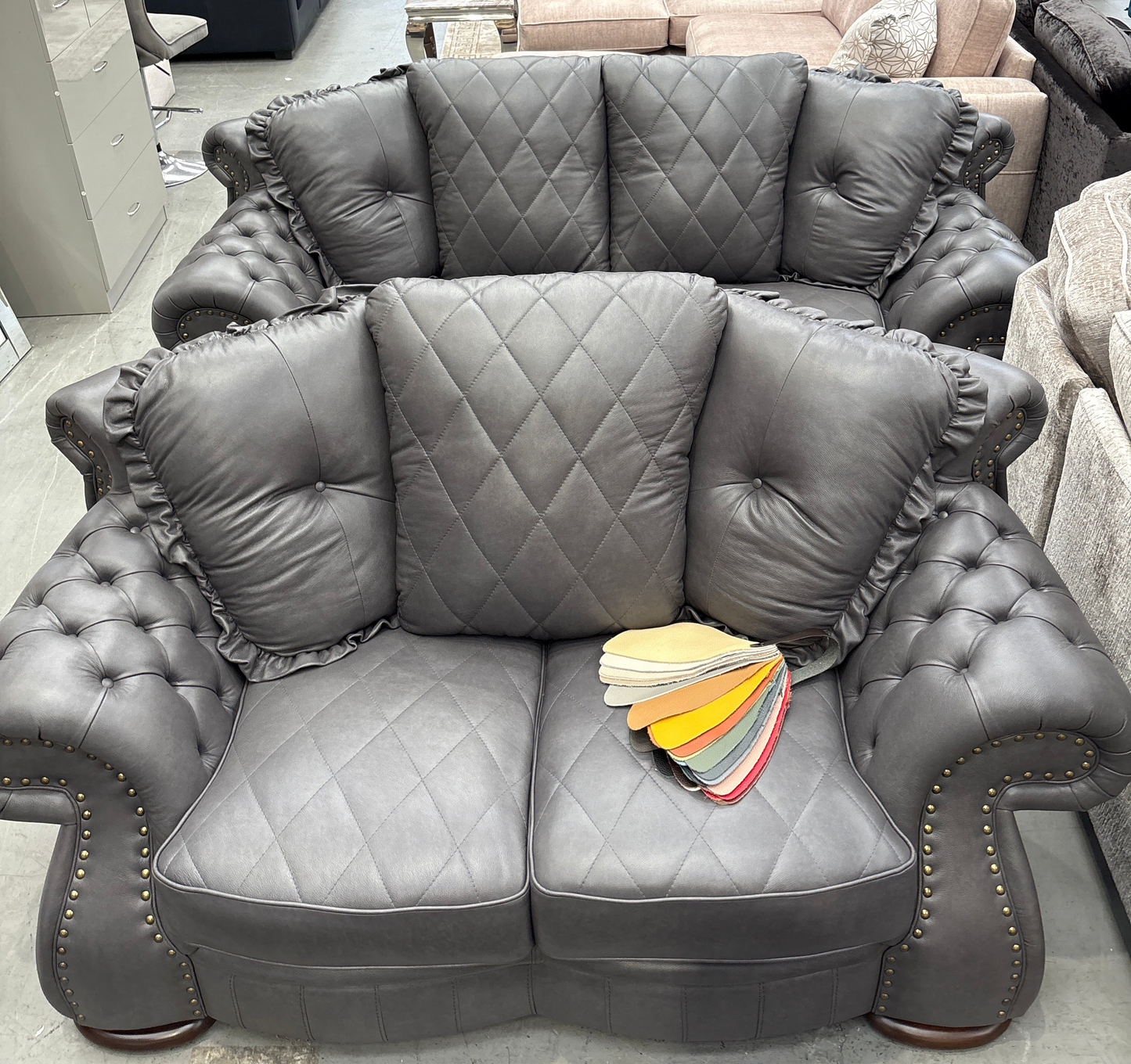 Dragon Ruffles full Italian leather sofa 3+2