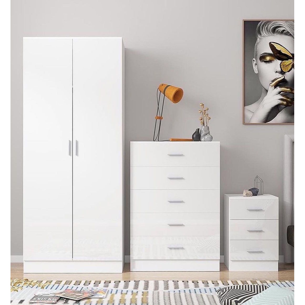 Denver Three-Piece Bedroom Set gloss fronts