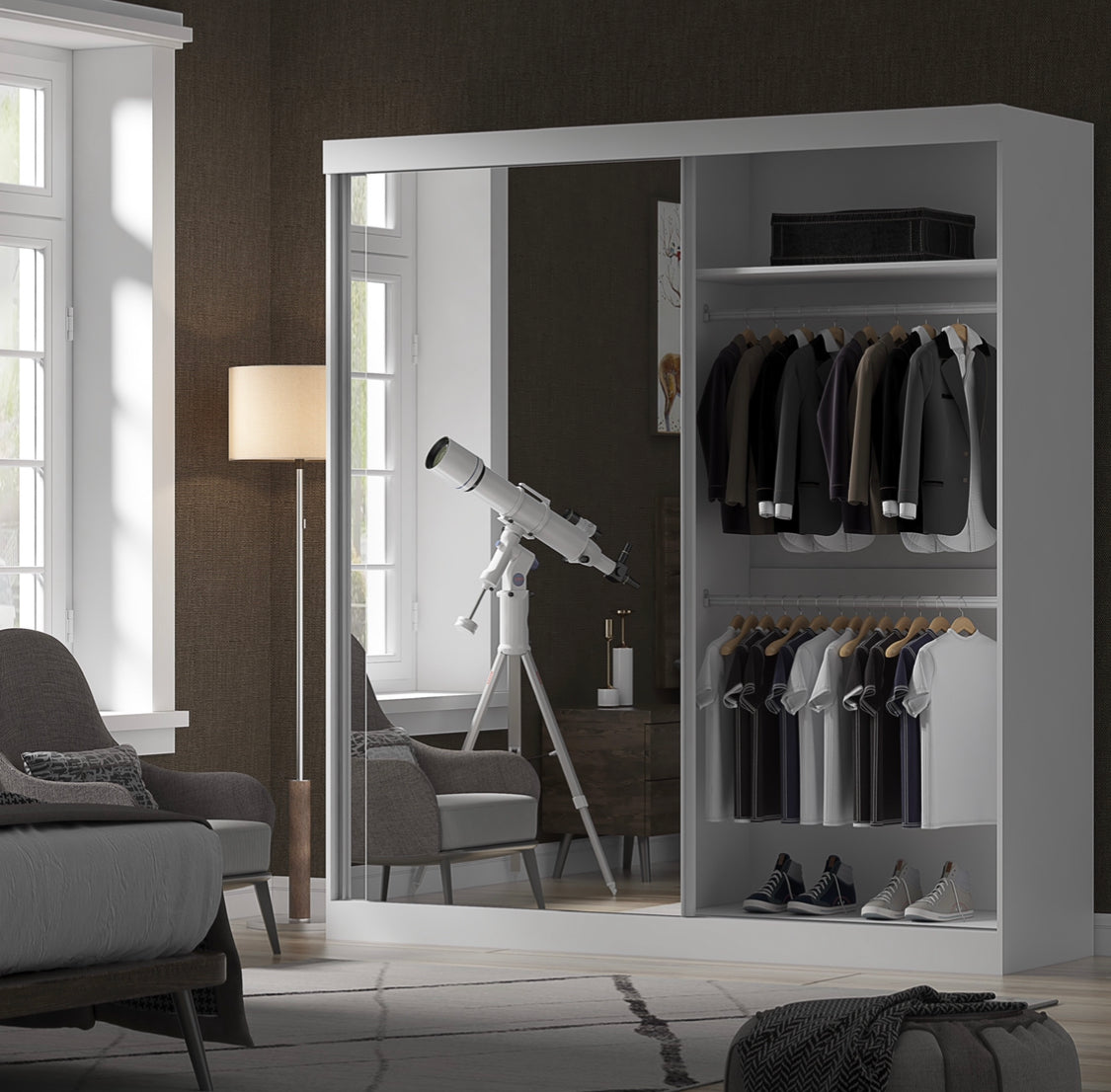 Full Mirror Sliding Door Wardrobe