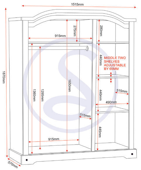 Corona 3 Door Wardrobe
