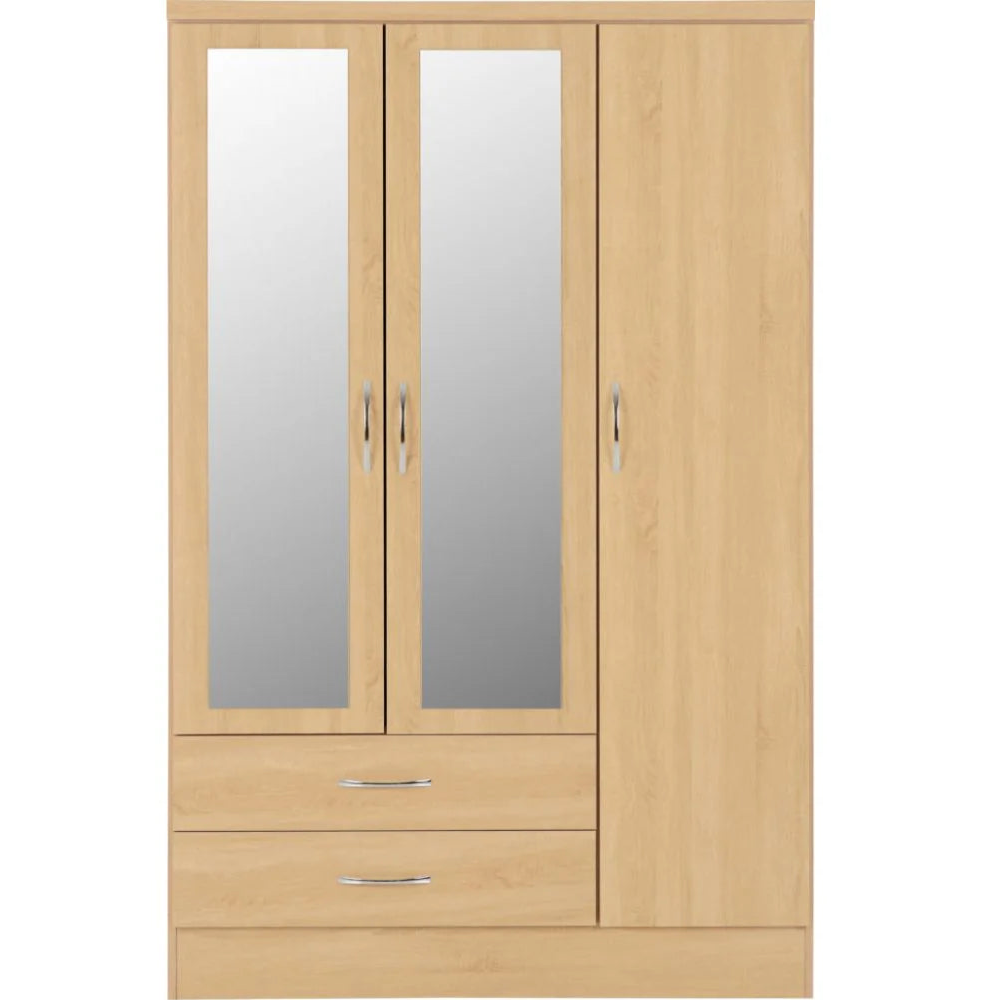 Nevada 3-Door 2-Drawer Mirrored Wardrobe