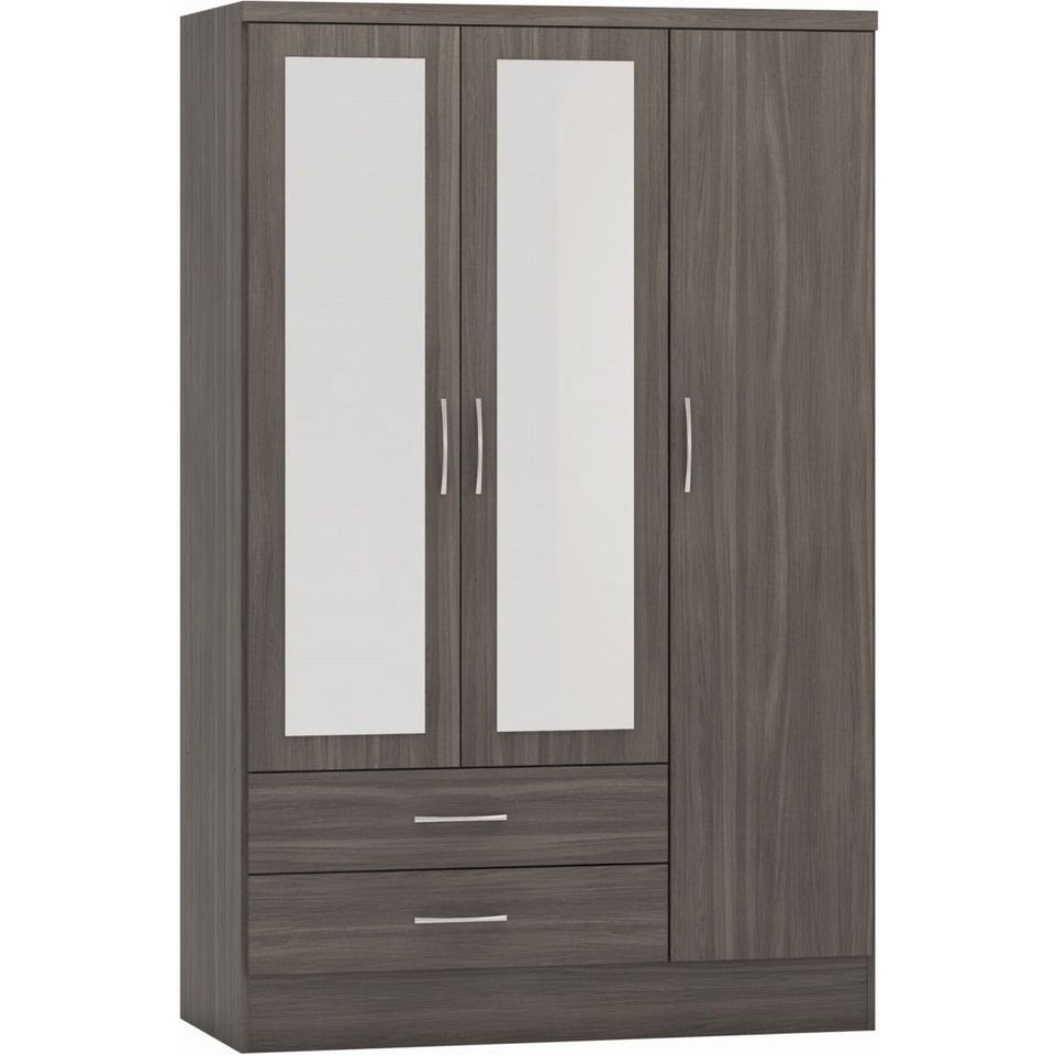 Nevada 3-Door 2-Drawer Mirrored Wardrobe