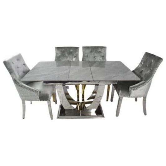 Ceramic Extendable Table Set With 4 Chairs