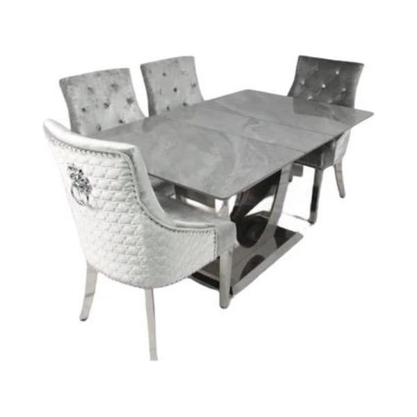 Ceramic Extendable Table Set With 4 Chairs