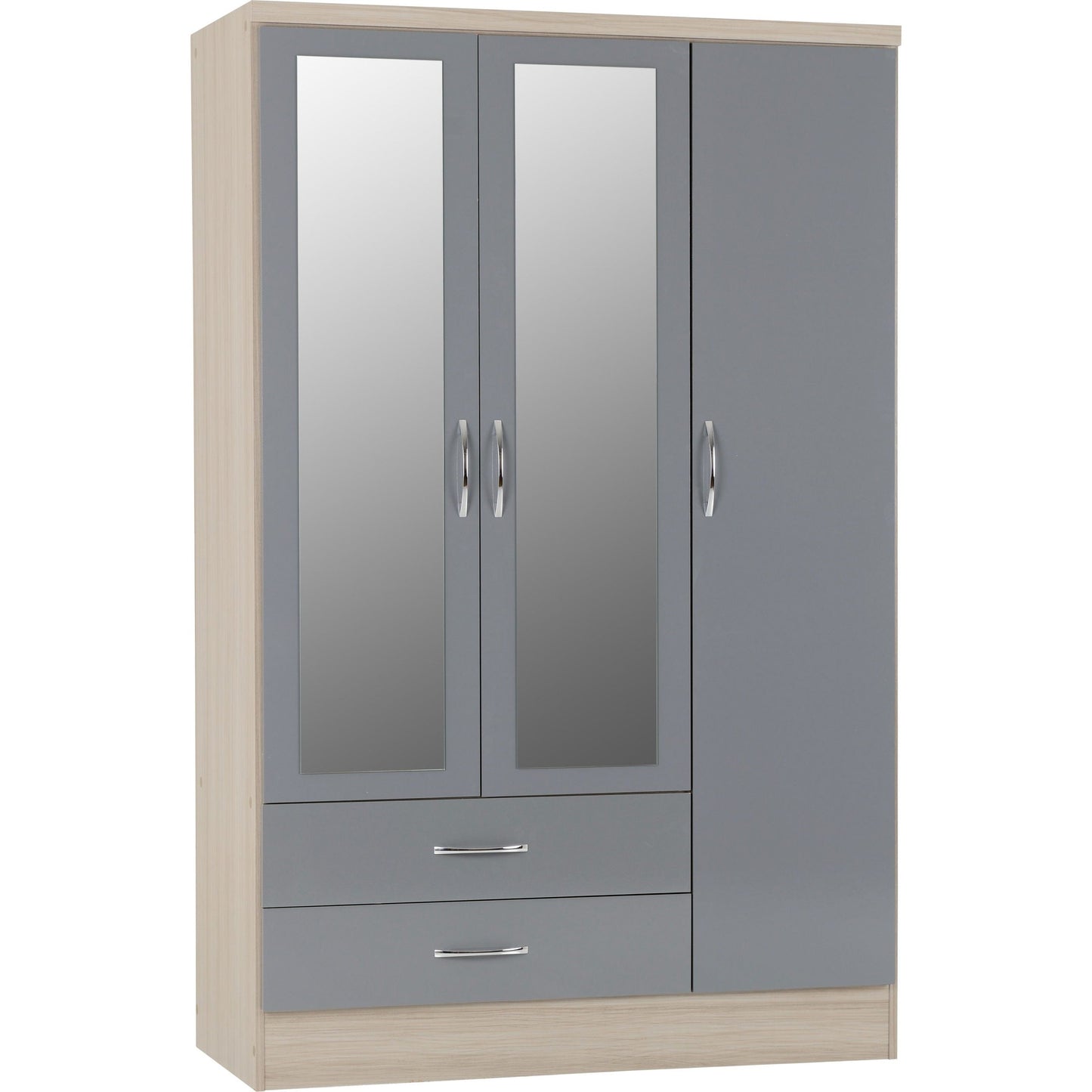 Nevada 3-Door 2-Drawer Mirrored Wardrobe