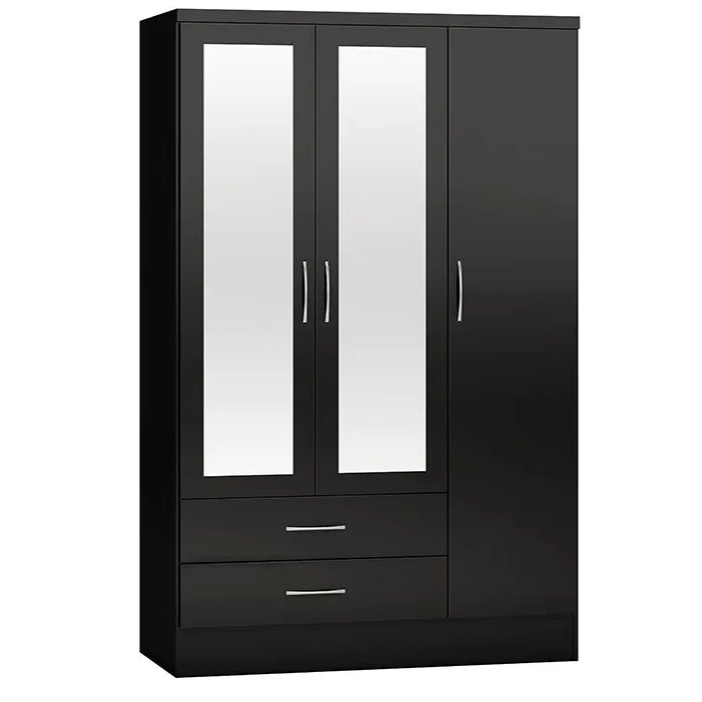 Nevada 3-Door 2-Drawer Mirrored Wardrobe