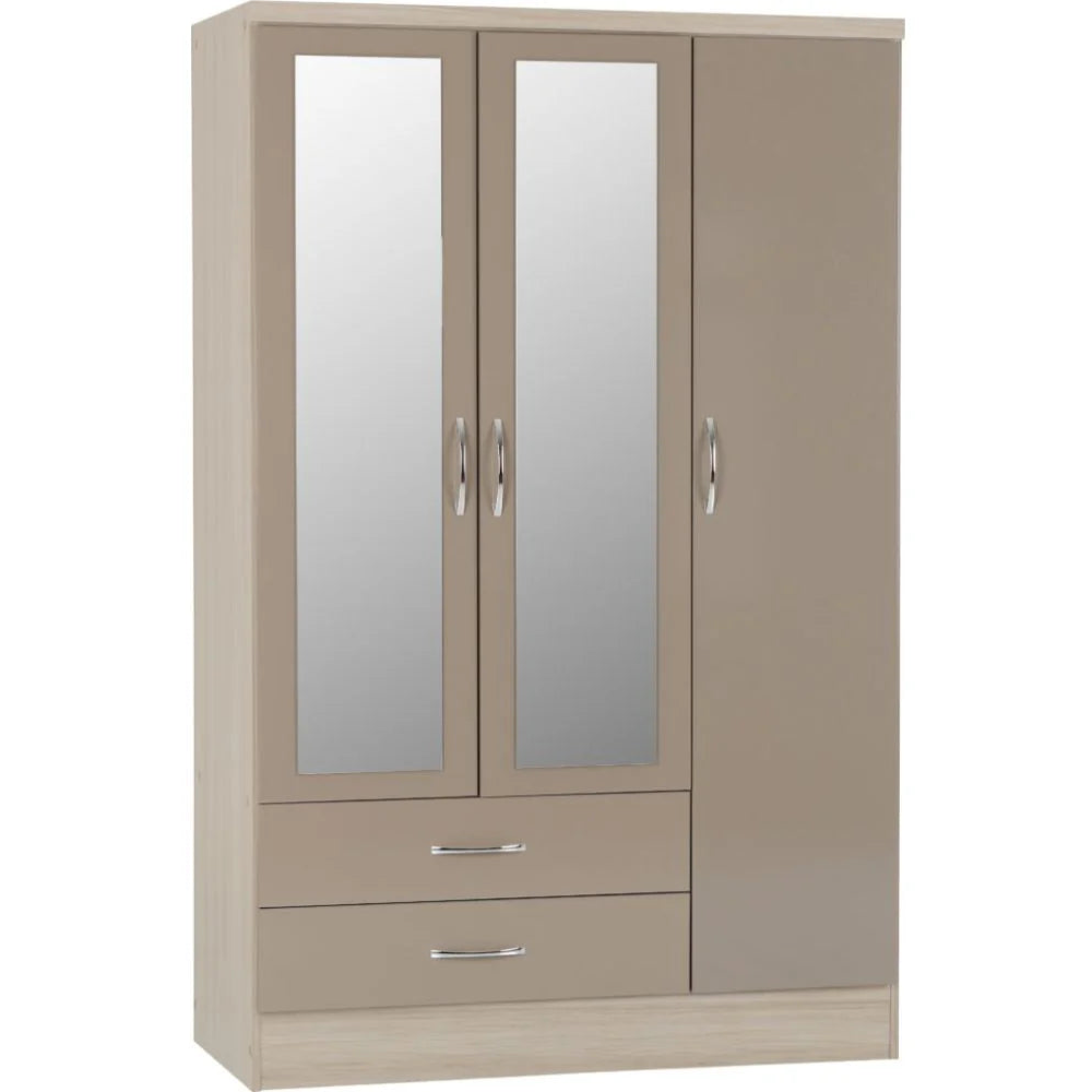 Nevada 3-Door 2-Drawer Mirrored Wardrobe