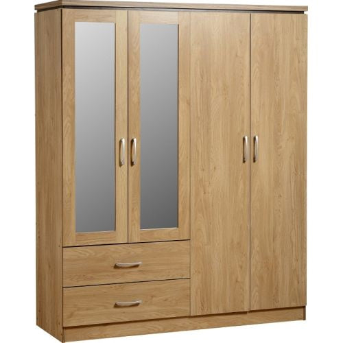 Charles 4-Door 2-Drawer mirrored Wardrobe