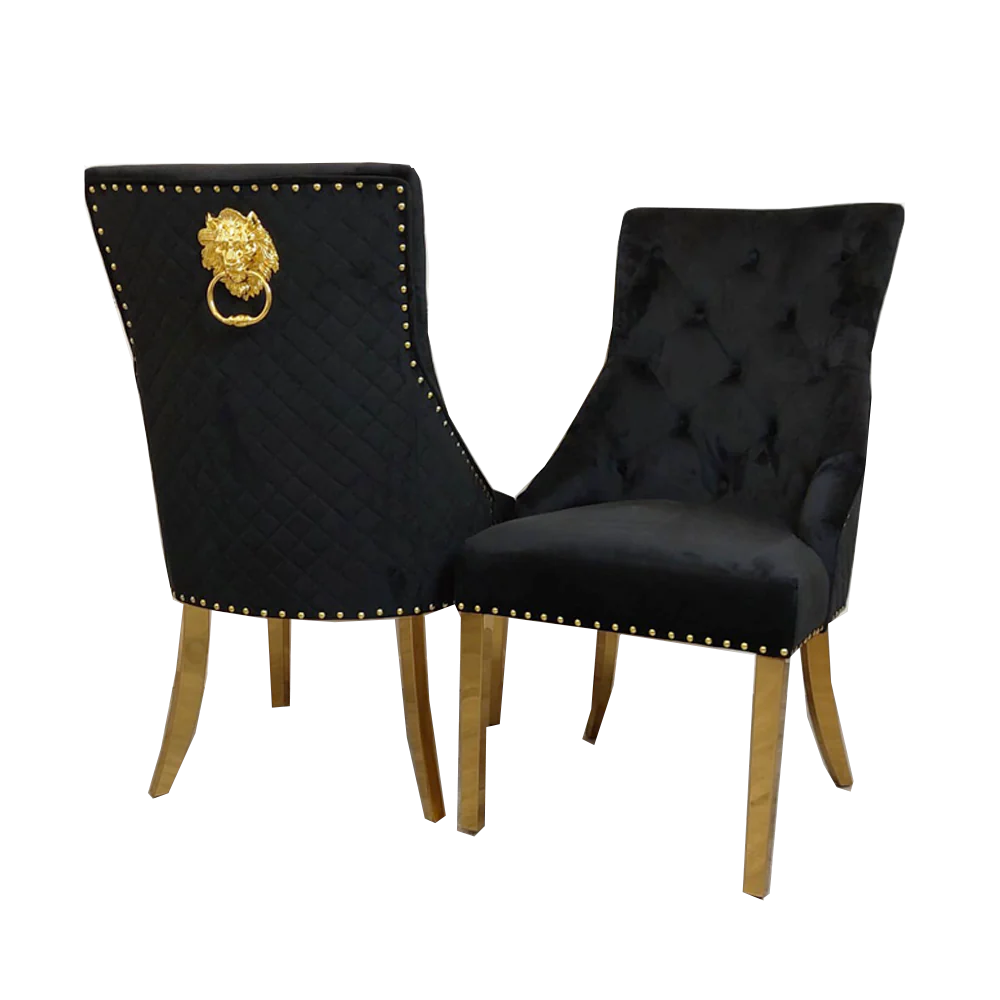 Bentley Gold Dining Chair with Lion Knocker