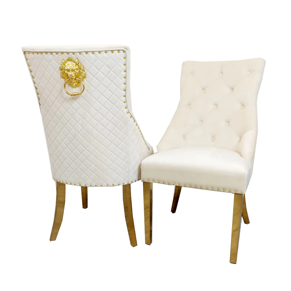 Bentley Gold Dining Chair with Lion Knocker