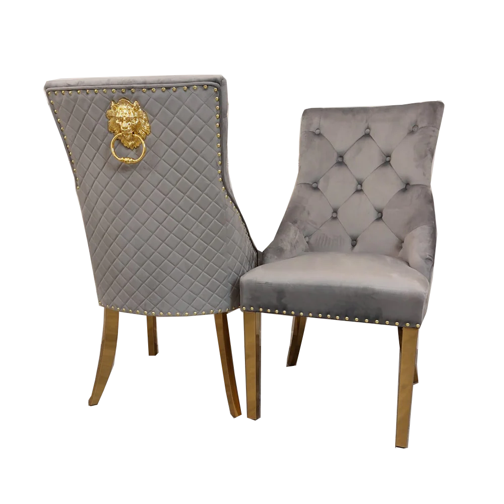 Bentley Gold Dining Chair with Lion Knocker