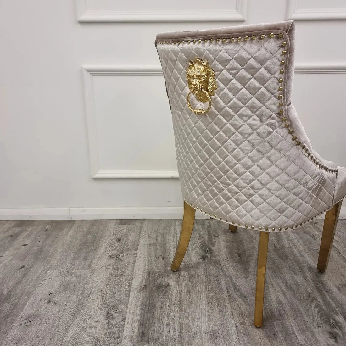 Bentley Gold Dining Chair with Lion Knocker