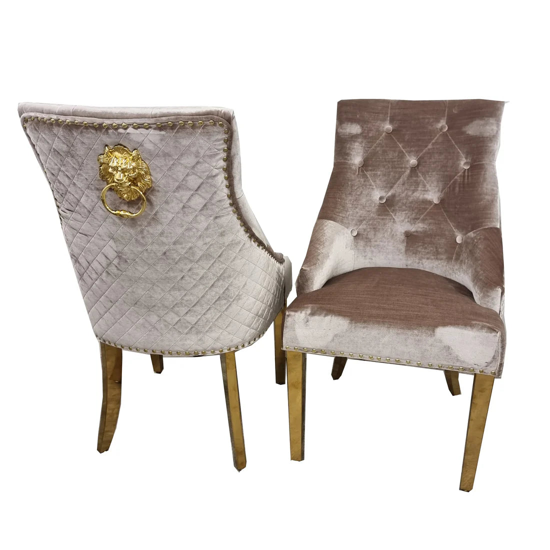 Bentley Gold Dining Chair with Lion Knocker