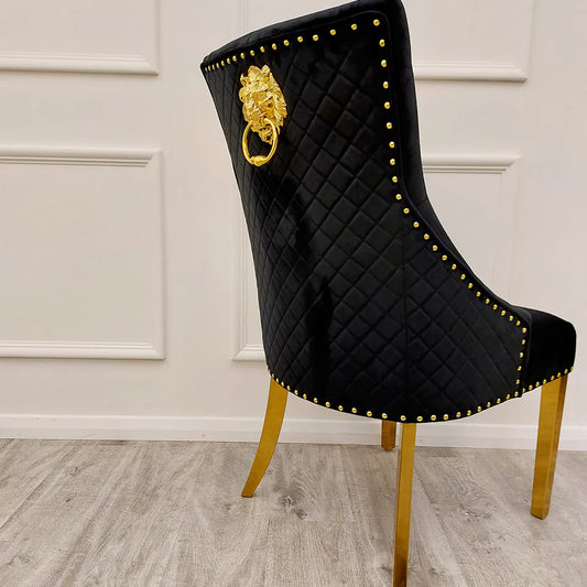 Bentley Gold Dining Chair with Lion Knocker