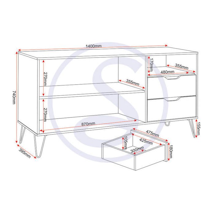 Bergen 2 Door 2 Drawer Sideboard