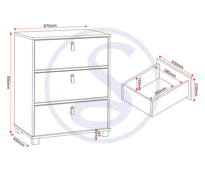 Brooklyn 3 Drawer Chest