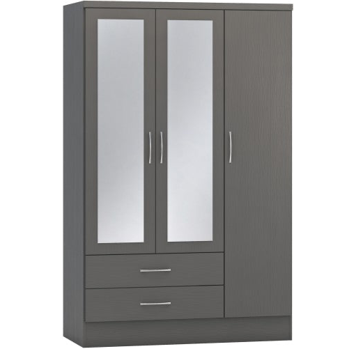 Nevada 3-Door 2-Drawer Mirrored Wardrobe