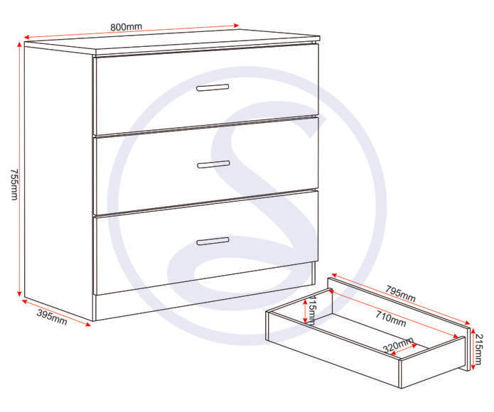 Felix 3 Drawer Chest