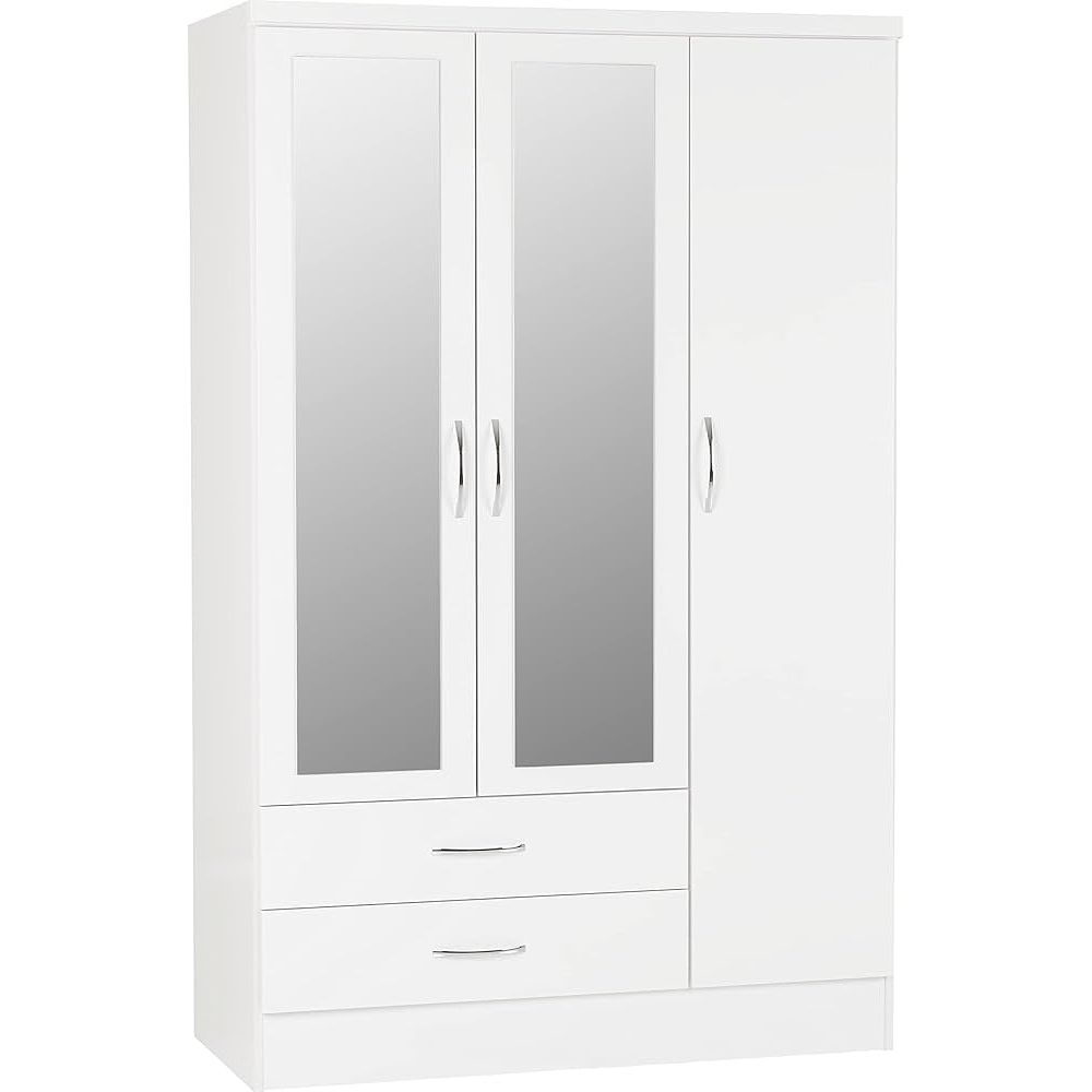 Nevada 3-Door 2-Drawer Mirrored Wardrobe