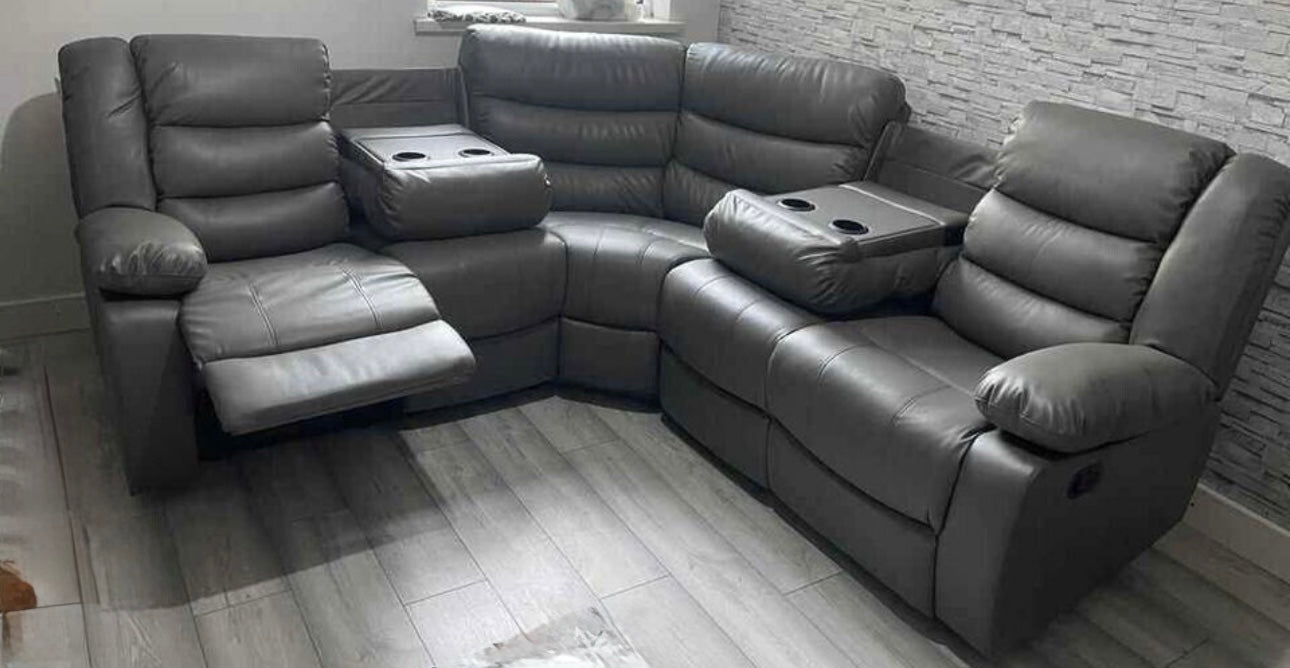 Corner cinema recliner sofa in Leather Air