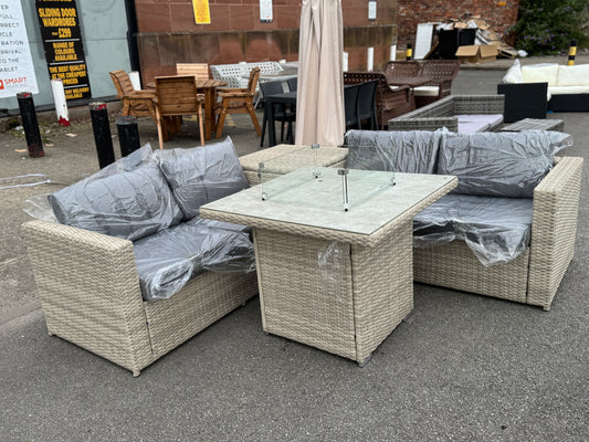Fire pit Garden set 2X 2 Seater with storage box & gas fire pit table