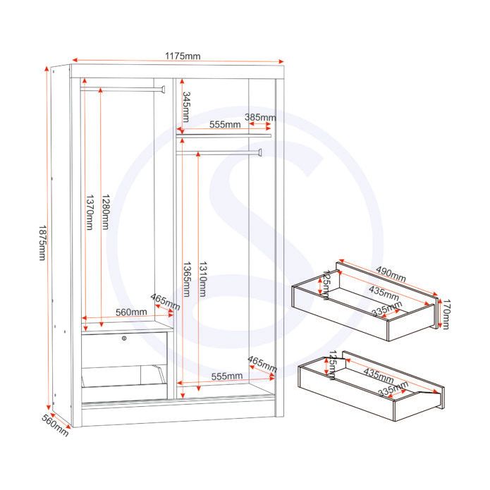 Lisbon 2 Door Sliding Wardrobe