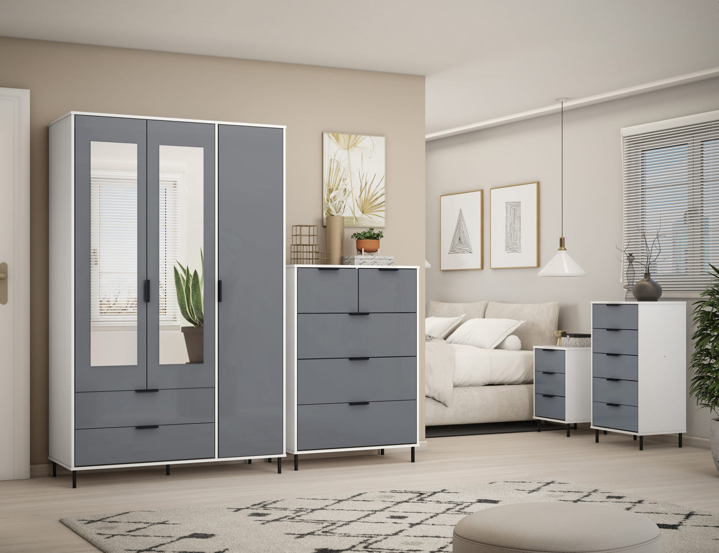 Madrid 3 Door 2 Drawer Mirrored Wardrobe