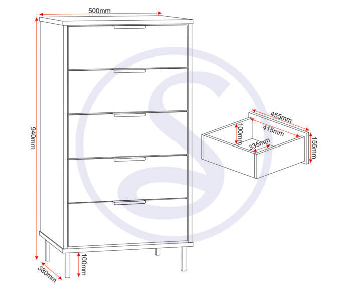 Madrid 5 Drawer Chest