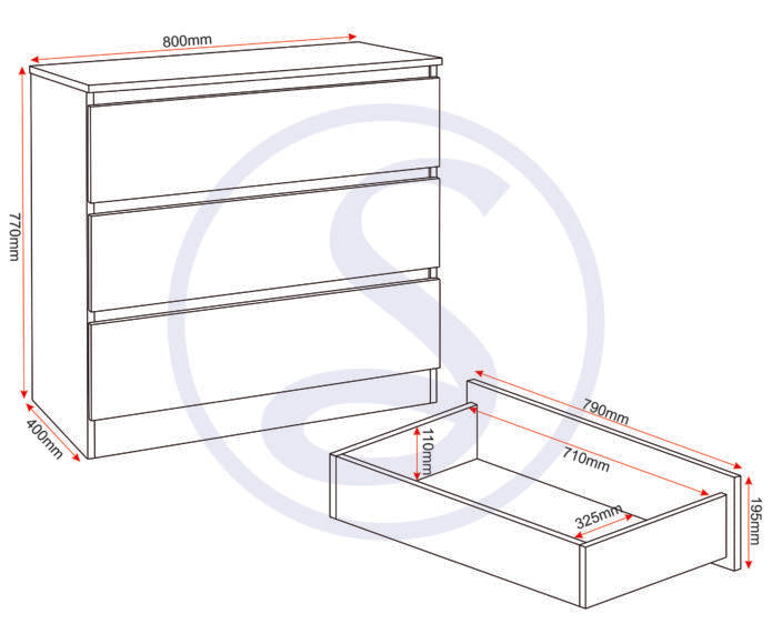 Malvern 3 Drawer Chest