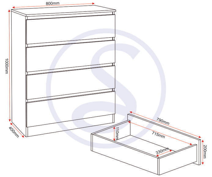 Malvern 4 Drawer Chest