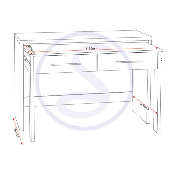 Seville 2 Drawer Slider Desk